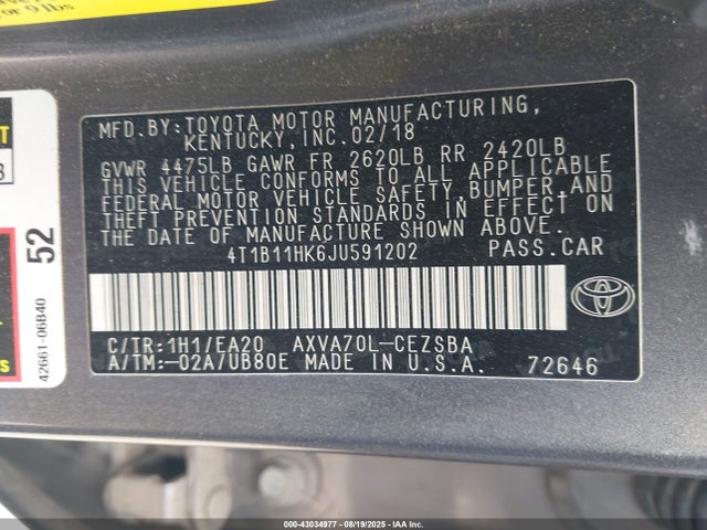 4T1B11HK6JU591202 Toyota a25a-fks