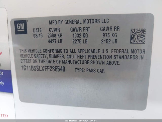 Chevrolet lkw 2015 1G11B5SLXFF286540 Image 9