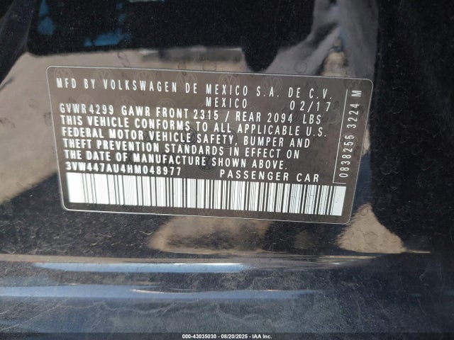 3VW447AU4HM048977 Volkswagen 2.0 tsi