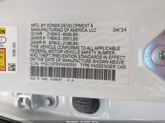 1HGCY2F6XRA060695 Honda lfc5