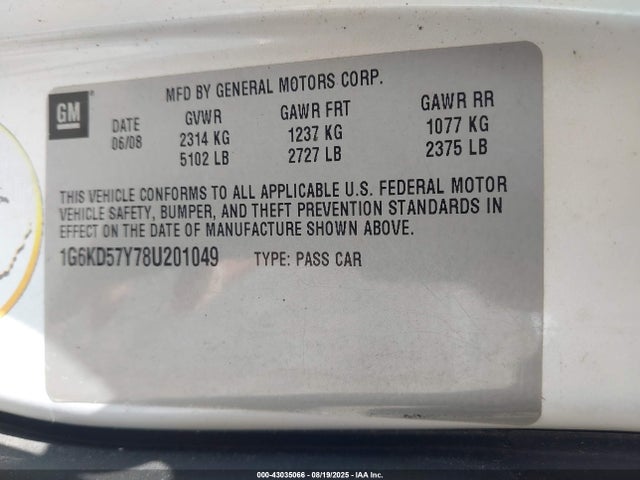 2008 CADILLAC DTS 1G6KD57Y78U201049 Photo 8