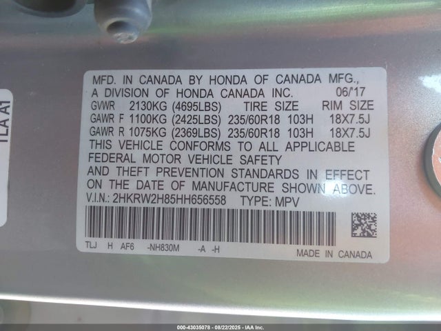 2HKRW2H85HH656558 Honda l15be