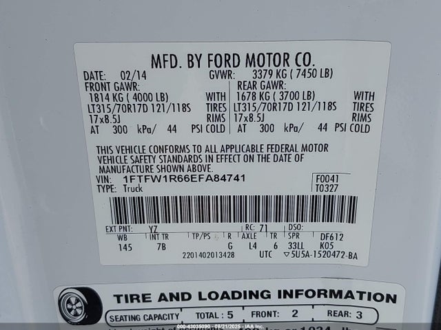 1FTFW1R66EFA84741 Ford 2014