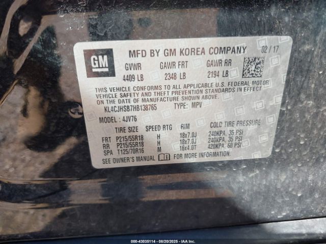 2017 BUICK ENCORE KL4CJHSB7HB138765 Photo 8