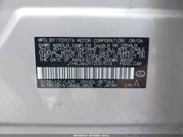 2007 LEXUS ES 350 JTHBJ46G972047574 Photo 8