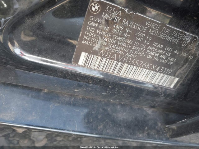 Продажа на аукционе авто 2006 Bmw 325i, vin: WBAVB13526KX43119, номер лота: 43035128
