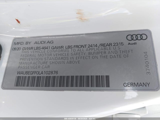 Audi 2020 2020 WAUBEGFF0LA102876 Image 9