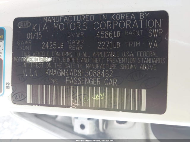 KIA mpi theta ii 2015 KNAGM4AD8F5088462 Image 9