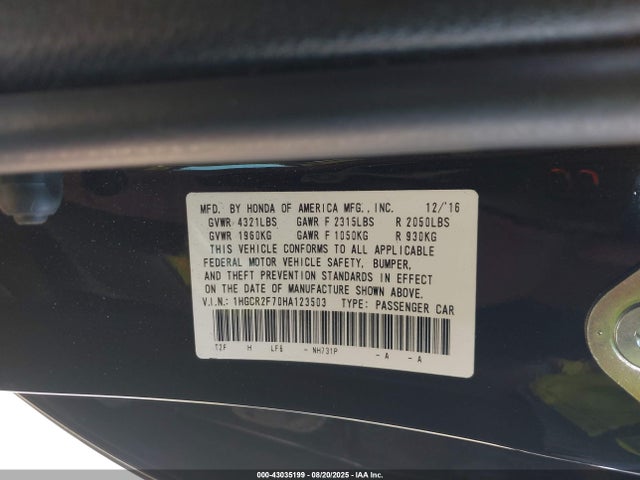 1HGCR2F70HA123503 Honda k24w1