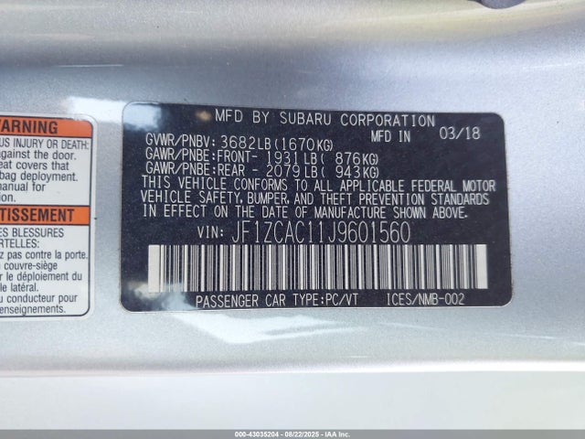 JF1ZCAC11J9601560 Subaru na