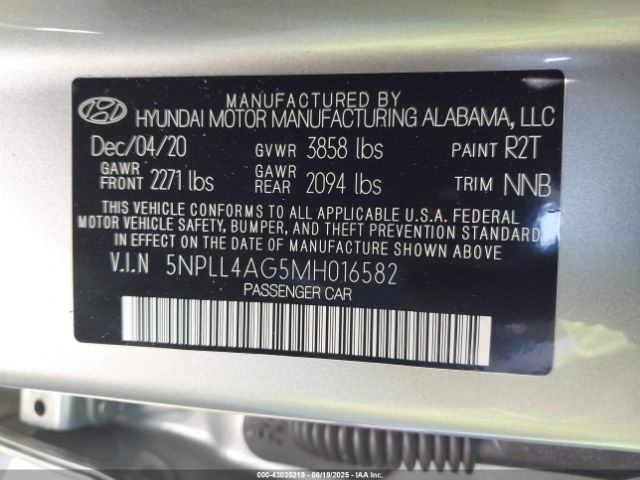 2021 HYUNDAI ELANTRA 5NPLL4AG5MH016582 Photo 8