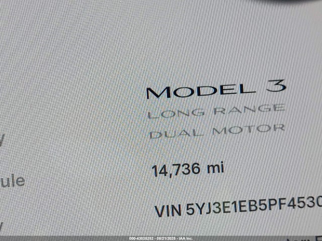 5YJ3E1EB5PF453041 Tesla MODEL 3