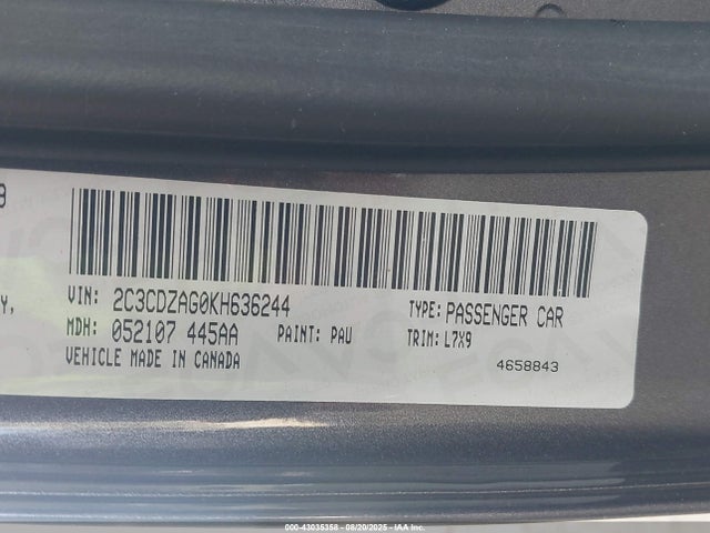 2C3CDZAG0KH636244 Dodge Challenger