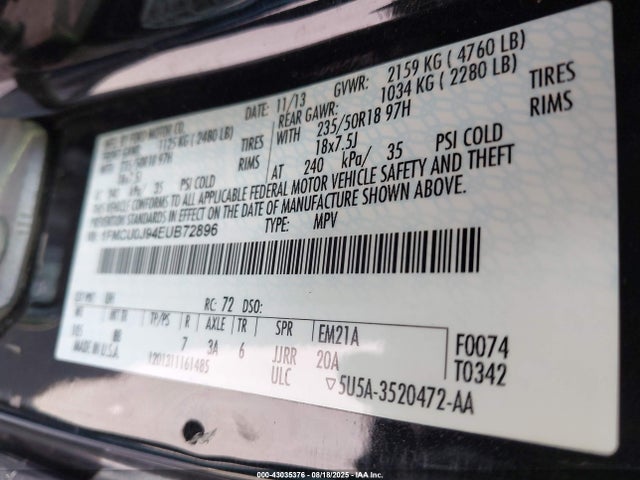 1FMCU0J94EUB72896 Ford 2014