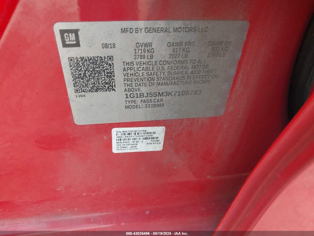 1G1BJ5SM3K7105783 Chevrolet le2 -di: direct injection, vvt: variable valve timing, gen, alum