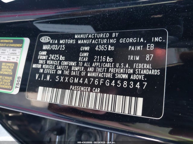 5XXGM4A76FG458347 KIA dohc gdi theta ii