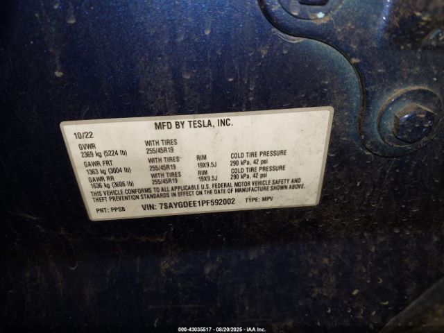 2023 TESLA MODEL Y 7SAYGDEE1PF592002 Photo 8