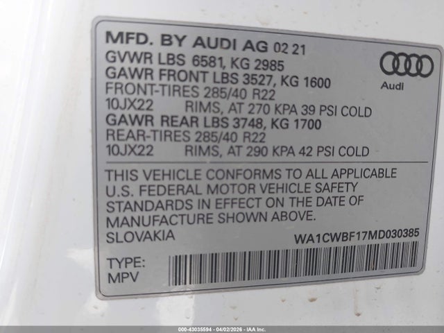 2021 AUDI SQ8 WA1CWBF17MD030385 Photo 8