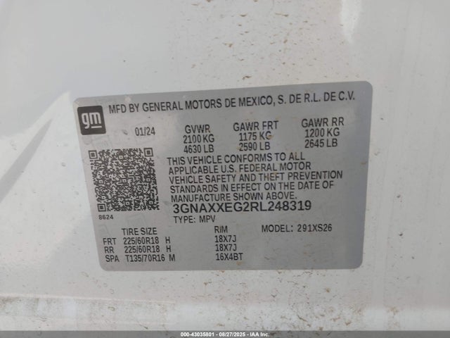 3GNAXXEG2RL248319 Chevrolet lsd