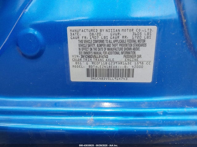 Nissan Versa 2020 3N1CN8DV5LL914743 Image 9