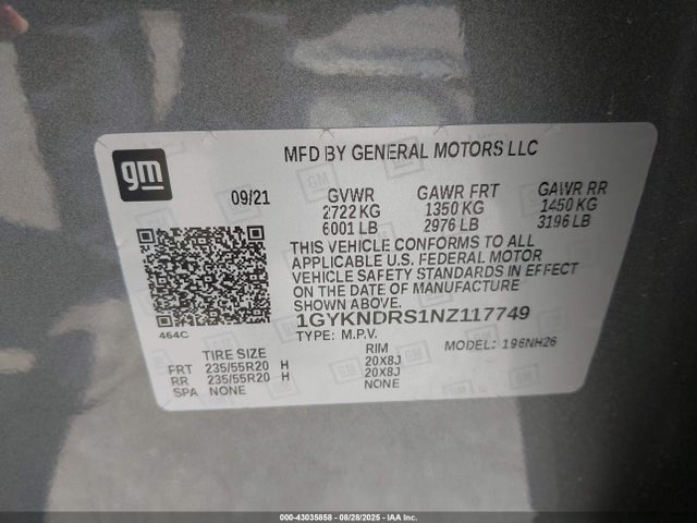 2022 CADILLAC XT5 1GYKNDRS1NZ117749 Photo 8