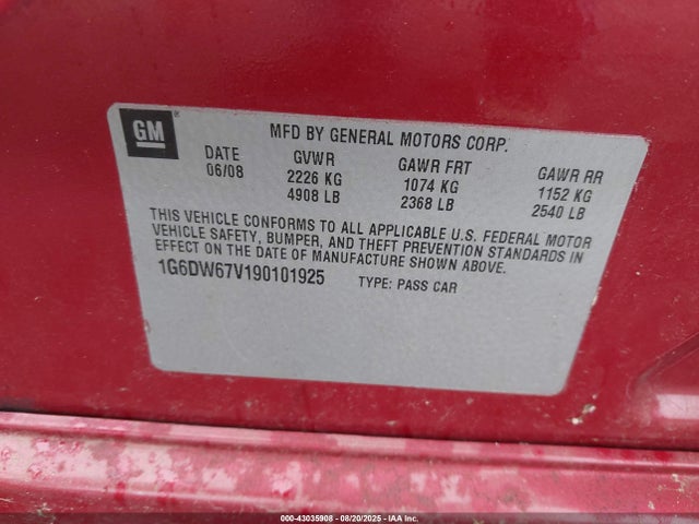 2009 CADILLAC STS 1G6DW67V190101925 Photo 8