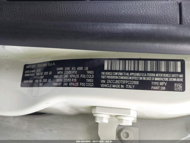 ZACCJBDT5FPC22868 Jeep 2015