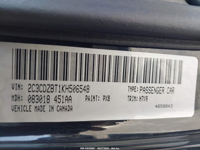 Dodge 2019 2019 2C3CDZBT1KH506548 Image 9