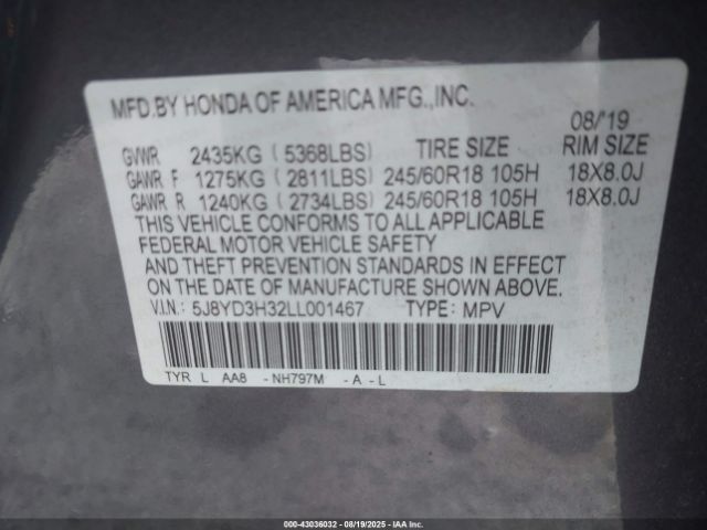 2020 ACURA MDX 5J8YD3H32LL001467 Photo 8