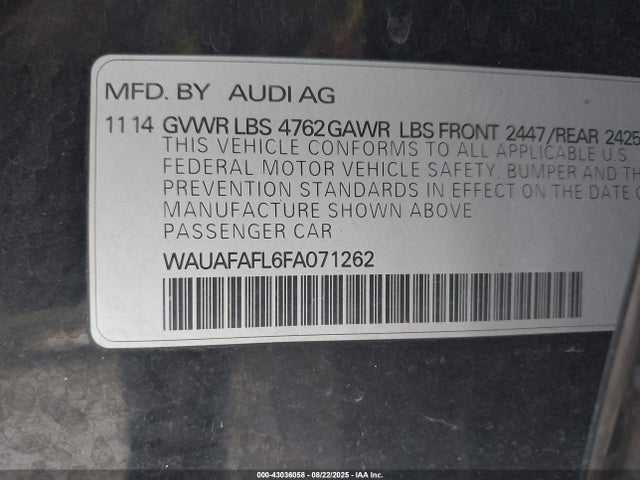 2015 AUDI A4 WAUAFAFL6FA071262 Photo 8
