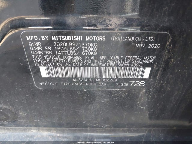 2021 MITSUBISHI MIRAGE ML32AUHJ1MH002229 Photo 8