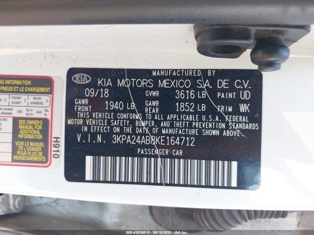 3KPA24AB8KE164712 KIA gdi gamma