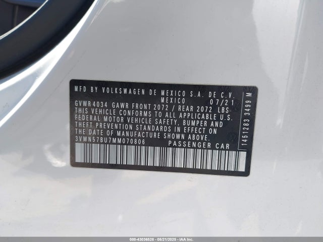 3VWN57BU7MM070806 Volkswagen tsi