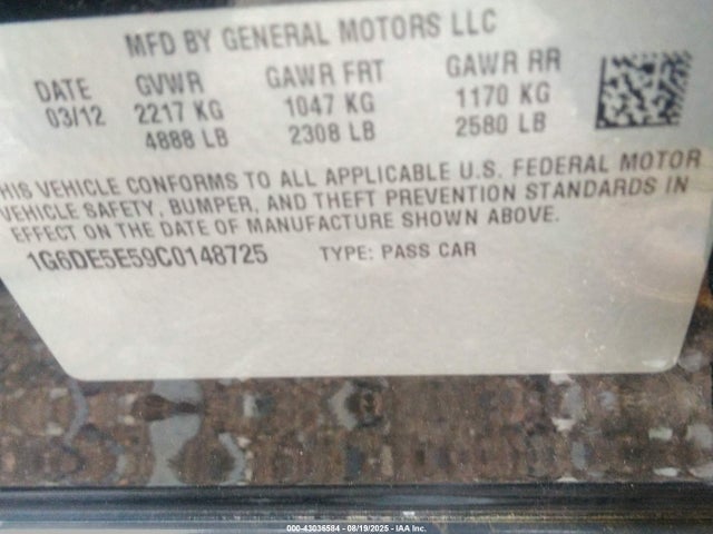 2012 CADILLAC CTS 1G6DE5E59C0148725 Photo 8