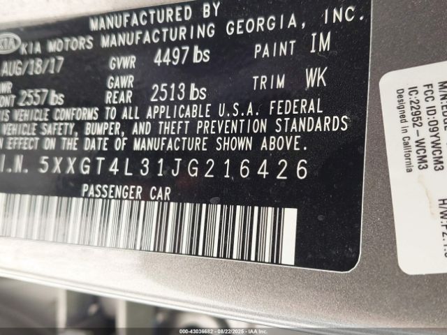 2018 KIA OPTIMA 5XXGT4L31JG216426 Photo 8