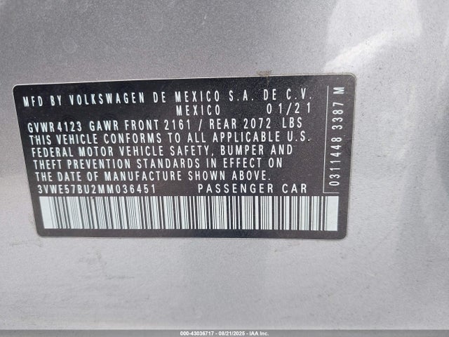 3VWE57BU2MM036451 Volkswagen tsi