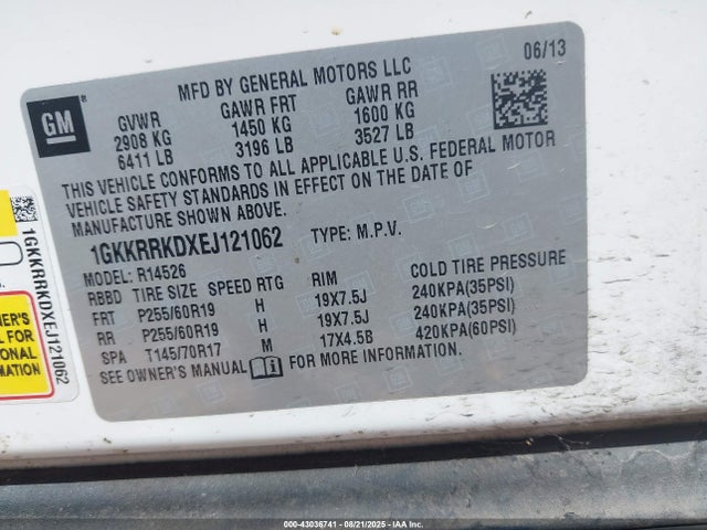 1GKKRRKDXEJ121062 GMC llt