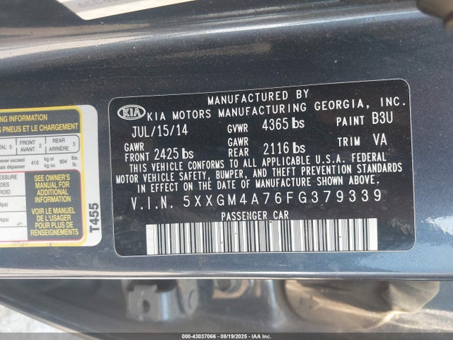 5XXGM4A76FG379339 KIA Optima Lx