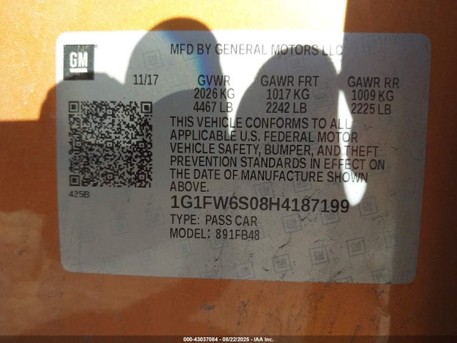1G1FW6S08H4187199 Chevrolet 2017
