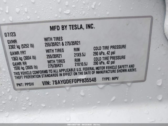 2023 TESLA MODEL Y 7SAYGDEF0PF835548 Photo 8