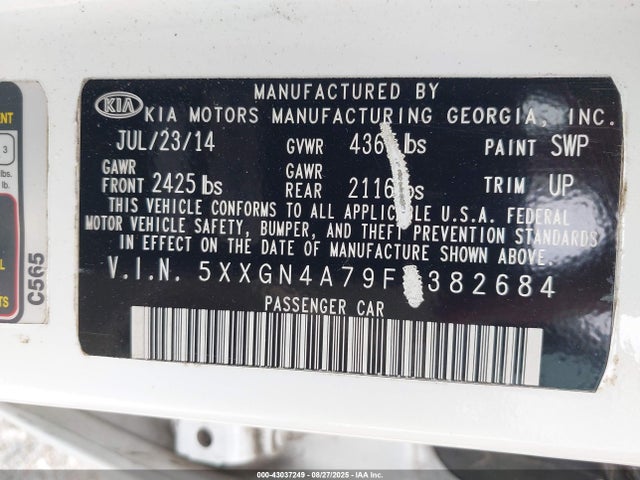 5XXGN4A79FG382684 KIA dohc gdi theta ii
