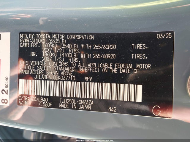 Toyota t24a-fts 2025 JTEABFAJ0SK037710 Image 9