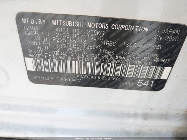 2020 MITSUBISHI OUTLANDER JA4AD3A39LZ034600 Photo 8