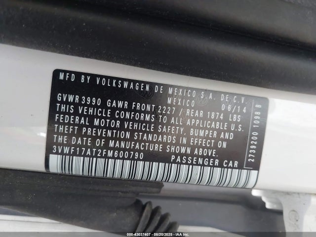 2015 VOLKSWAGEN BEETLE 3VWF17AT2FM600790 Photo 8