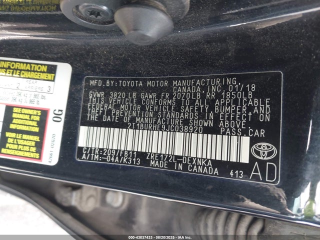 2T1BURHE9JC038920 Toyota 2zr-fe