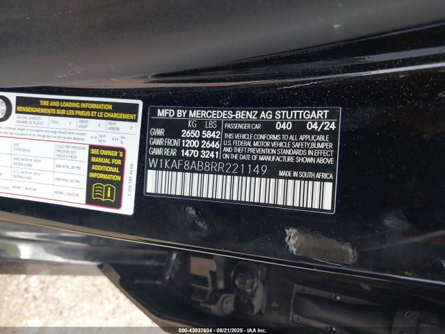 2024 MERCEDES-BENZ AMG C 63 W1KAF8AB8RR221149 Photo 8