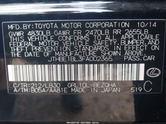 2015 LEXUS GS 350 JTHBE1BL3FA002365 Photo 8