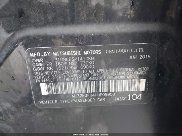 2017 MITSUBISHI MIRAGE G4 ML32F3FJ4HHF09908 Photo 8