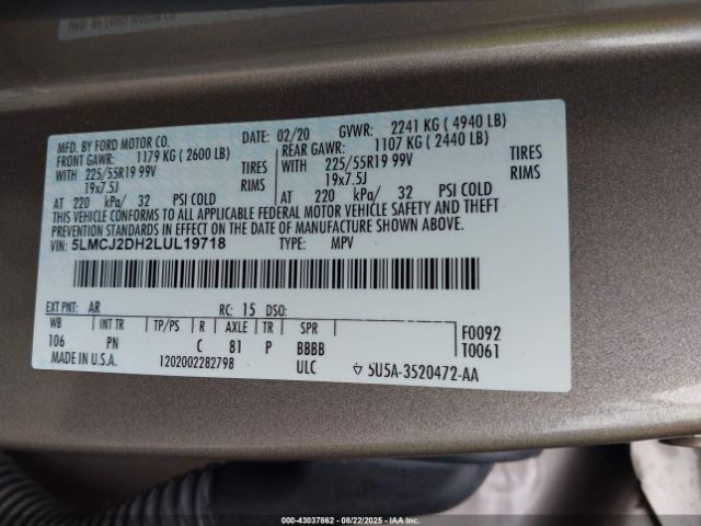 2020 LINCOLN CORSAIR 5LMCJ2DH2LUL19718 Photo 8