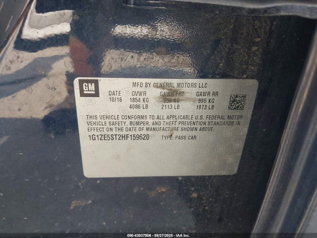 1G1ZE5ST2HF159620 Chevrolet lfv - di: direct injection, vvt: variable valve timing, gen 1